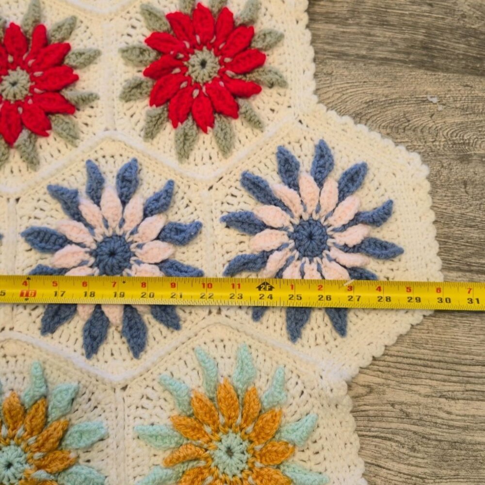 Vintage floral Crocheted Blanket Granny Crochet Throw Afghan lapghan colorful - Picture 7 of 8